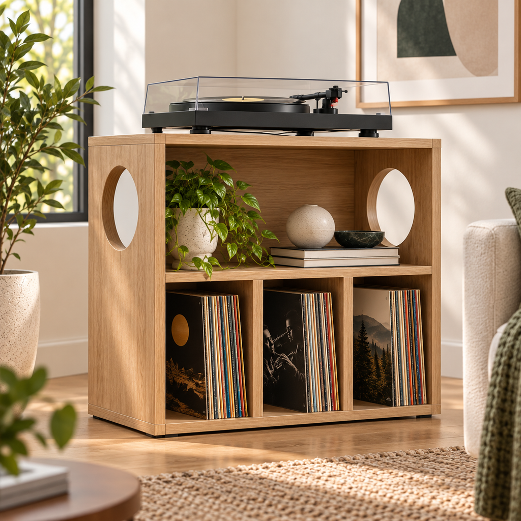 Record Player Stand with Vinyl Storage – Turntable Stand
