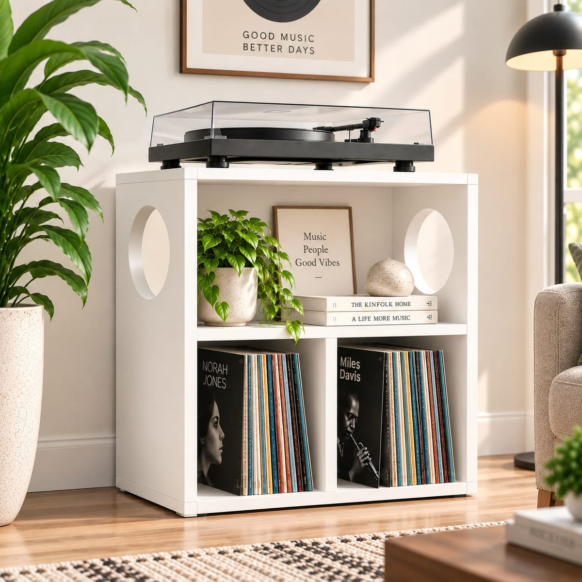 レコードプレーヤー台 レコード収納付き – ターンテーブルスタンド＆LPレコード整理ラック 幅60/80/100cm