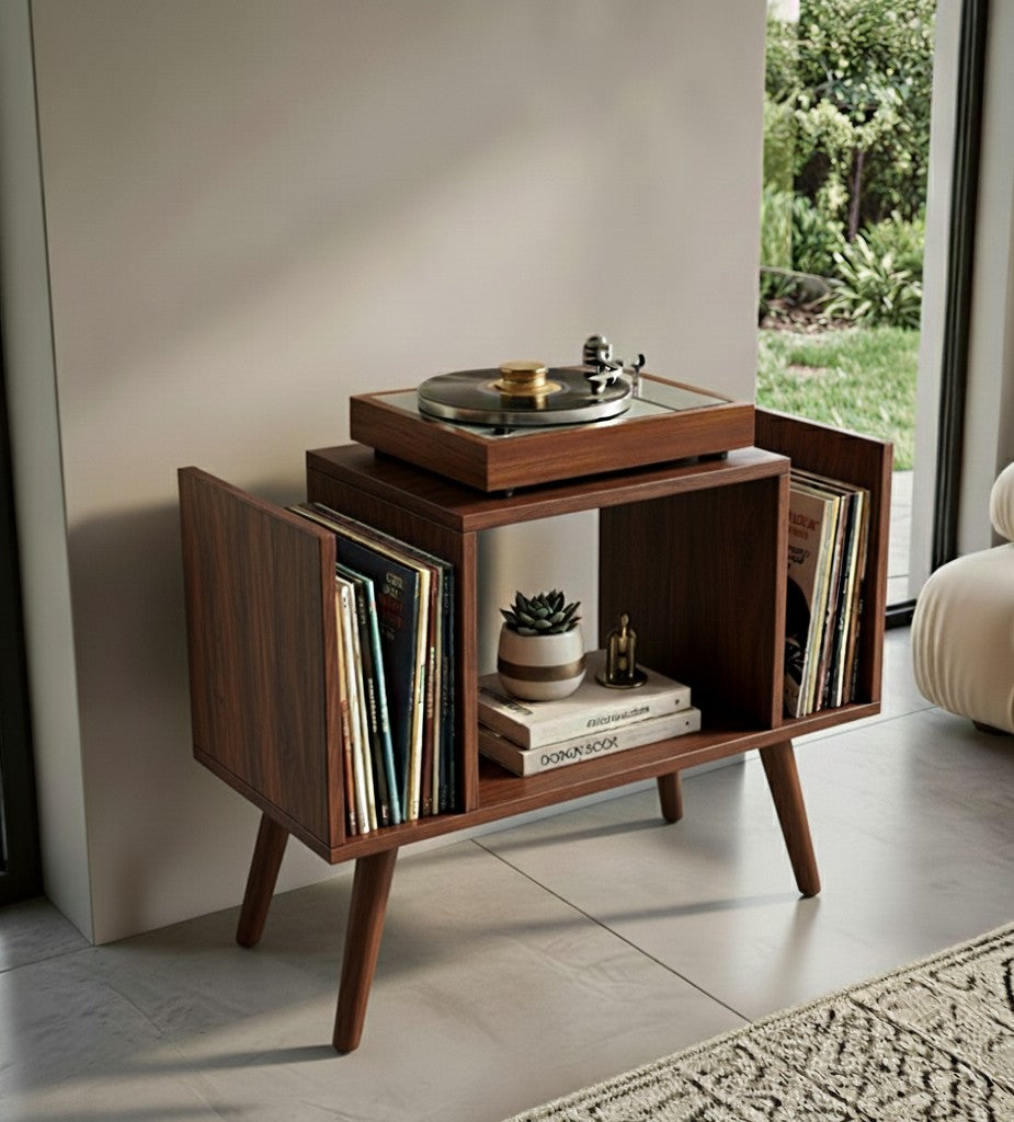 Compact Record Player Stand with Vinyl Storage – 67.5 cm Turntable Stand & LP Organizer