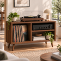 Modern Record Player Stand with Vinyl Storage – Turntable Table & LP Organizer