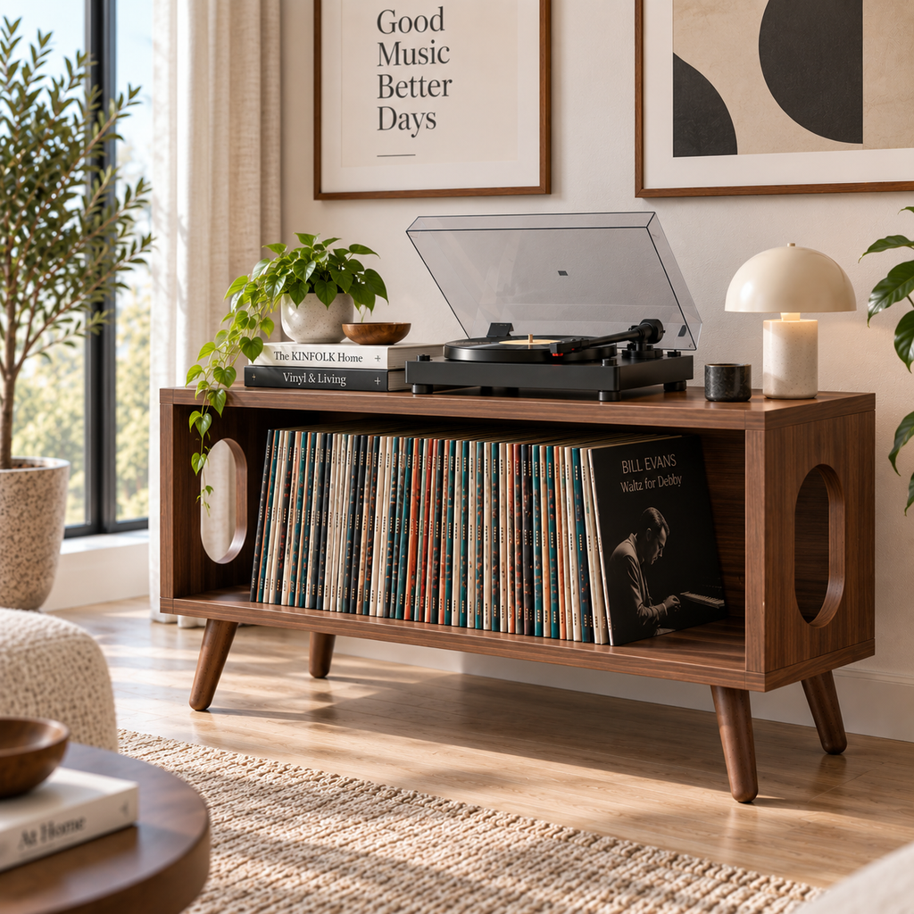 Low Profile Record Player Stand – Vinyl Storage & Turntable Furniture