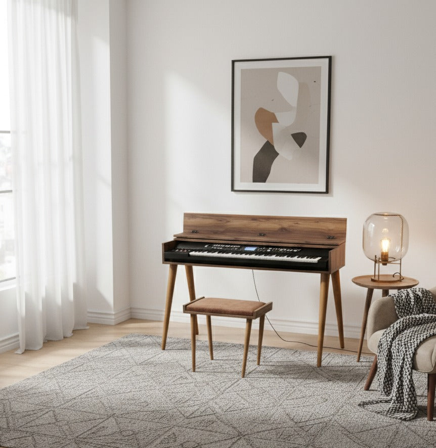 Minimalist Digital Piano Stand – Modern Keyboard Furniture, Custom MDF Piano Console for Home & Studio