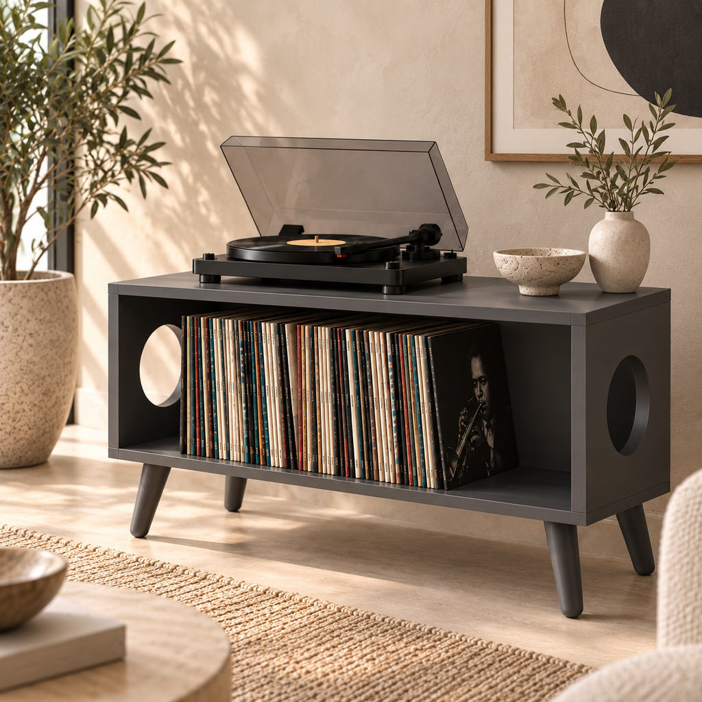 ロープロファイル レコードプレーヤー・スタンド ― レコード収納＆ターンテーブル用家具