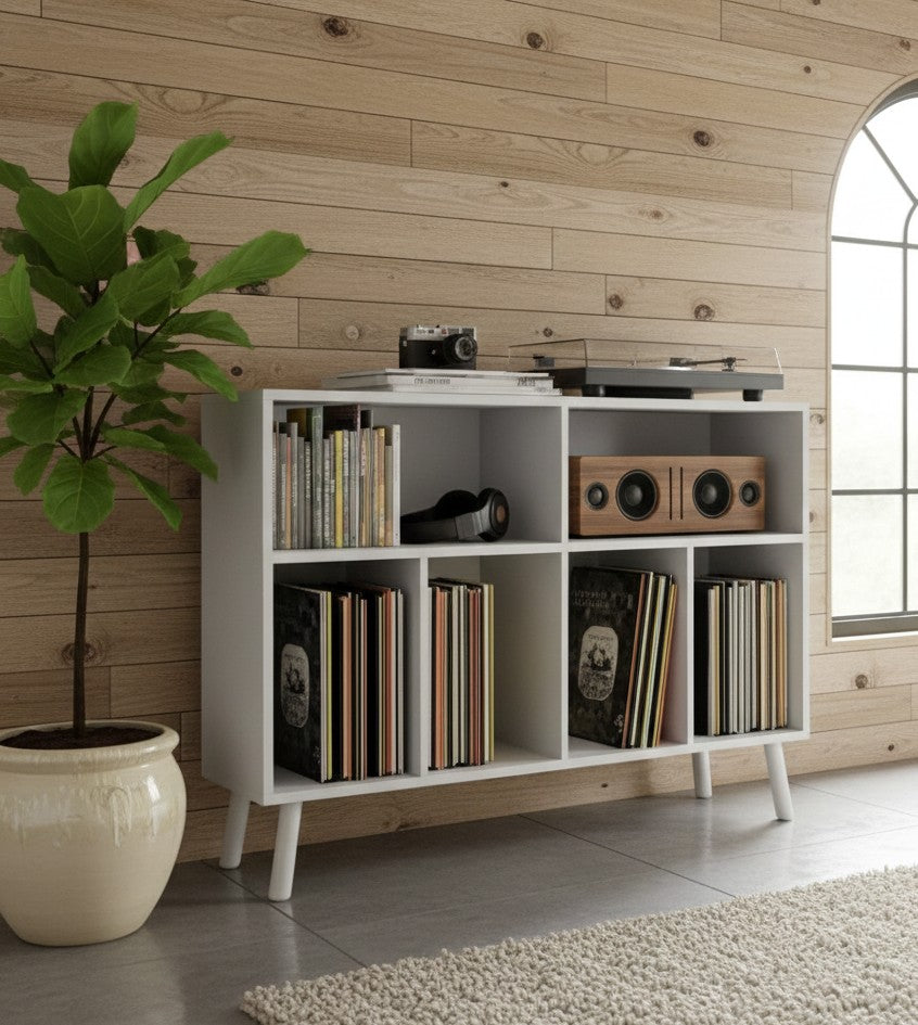 Modern Record Player Stand with Vinyl Storage – Turntable Table & LP Organizer