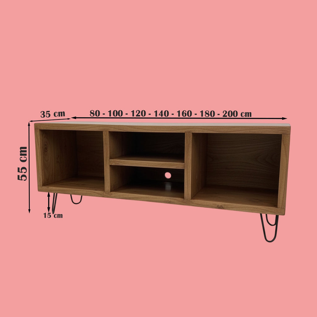 Low Profile Record Player Stand with Vinyl Storage – Turntable Cabinet & LP Organizer
