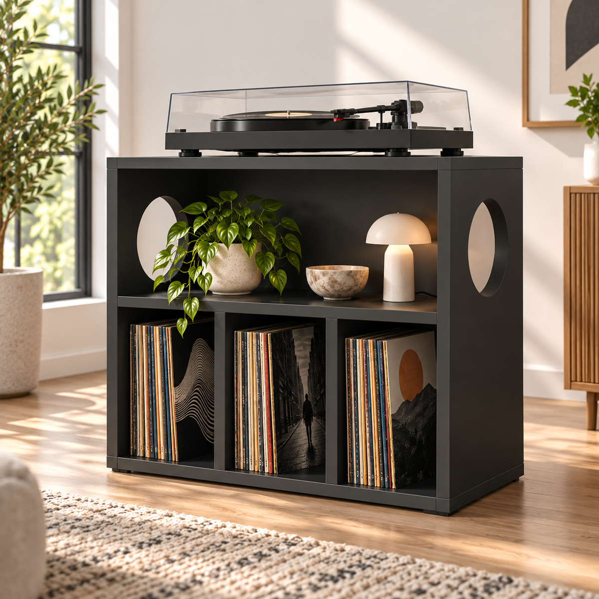 Record Player Stand with Vinyl Storage – Turntable Stand