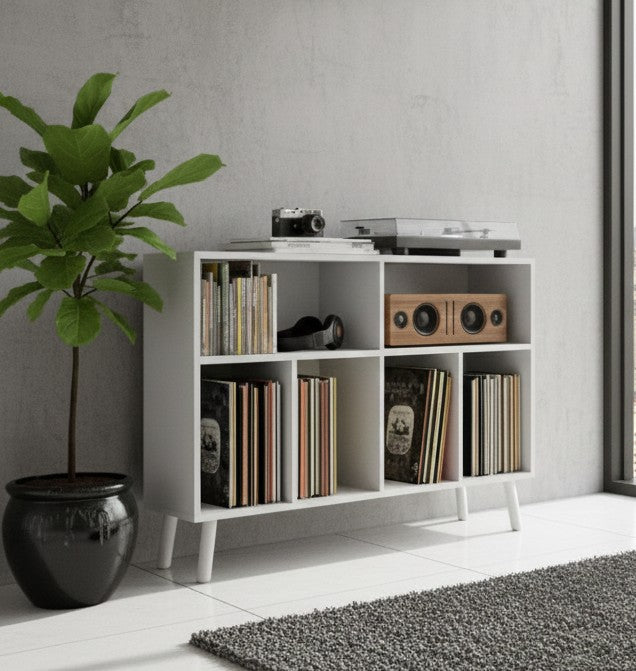 Modern Record Player Stand with Vinyl Storage – Turntable Table & LP Organizer