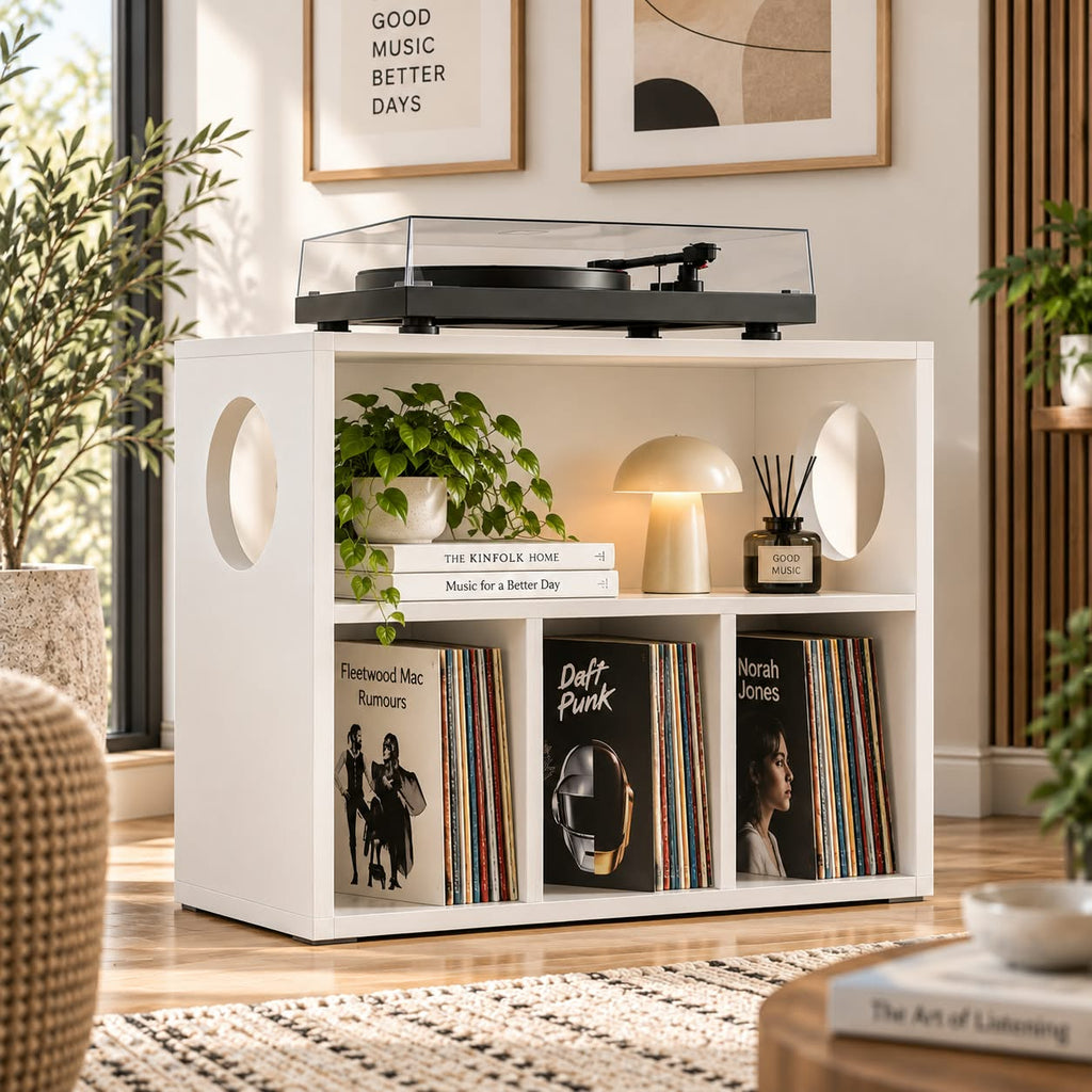 レコードプレーヤー台 レコード収納付き – ターンテーブルスタンド＆LPレコード整理ラック 幅60/80/100cm