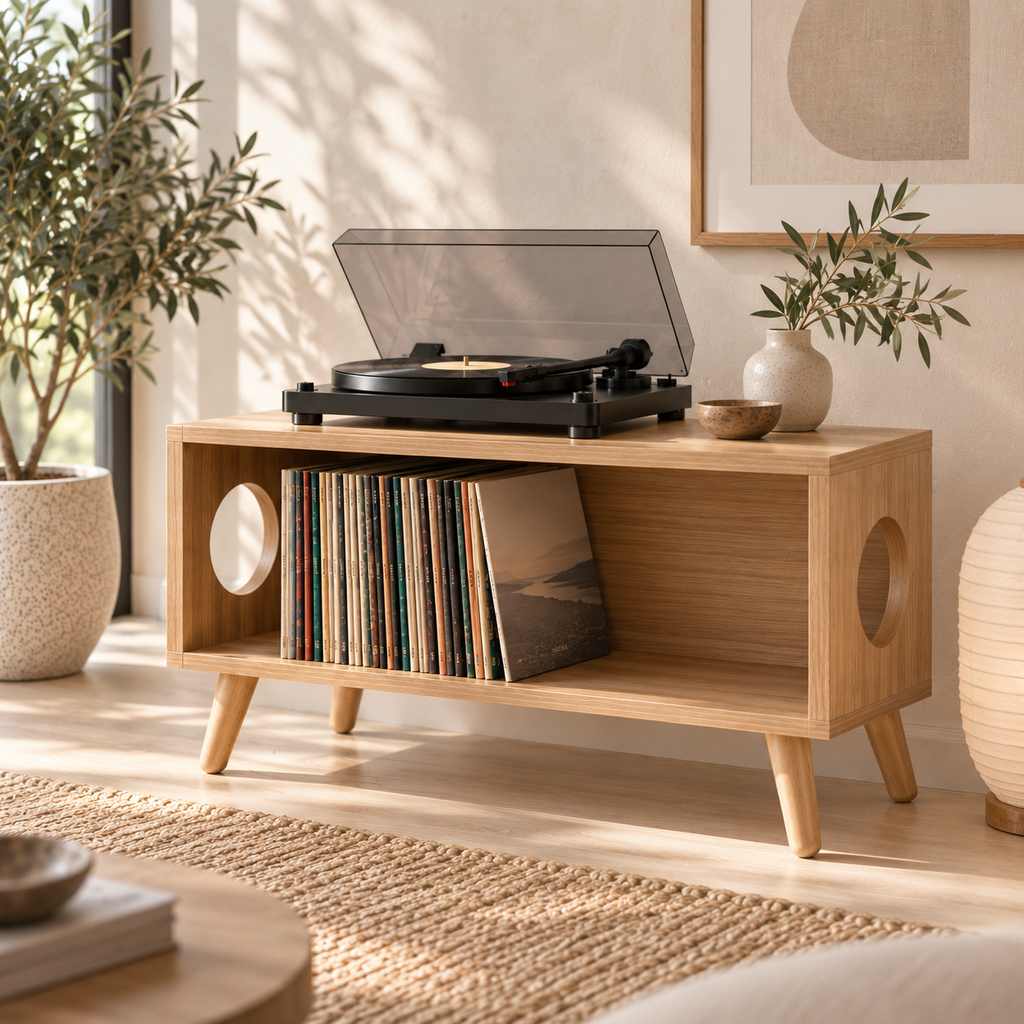 ロープロファイル レコードプレーヤー・スタンド ― レコード収納＆ターンテーブル用家具