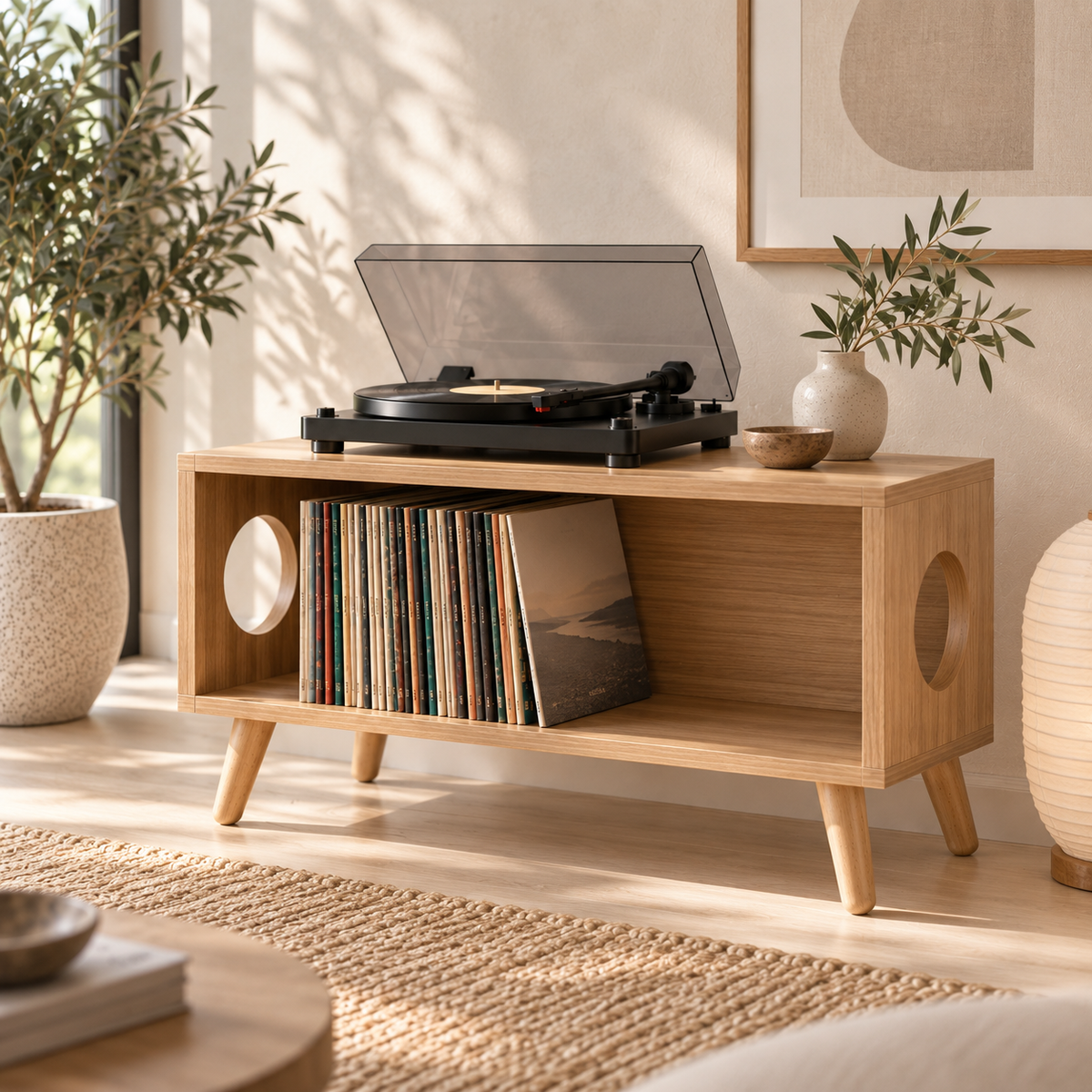 ロープロファイル レコードプレーヤー・スタンド ― レコード収納＆ターンテーブル用家具