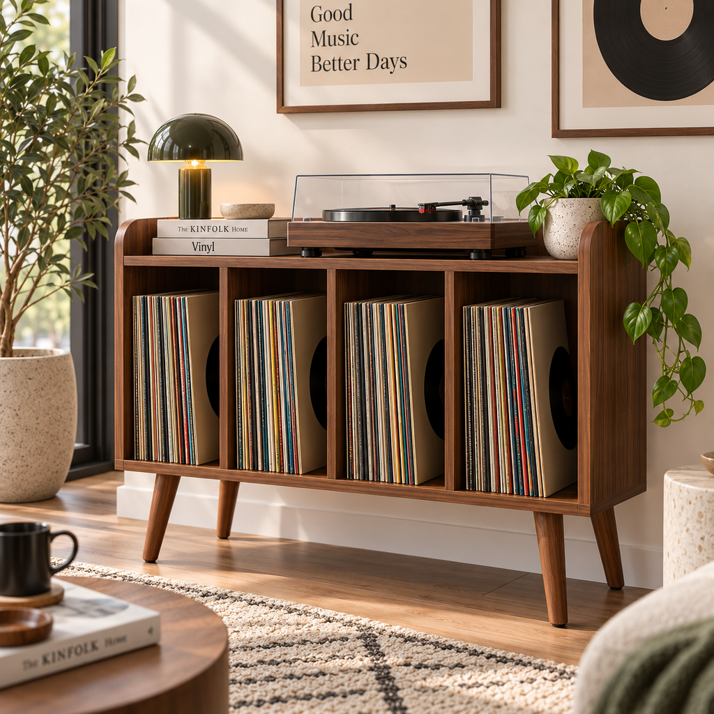 レコードプレーヤー用ハイタイプスタンド（レコード収納付き）– ターンテーブルスタンド＆LPレコード整理ラック（幅60/80/100cm）