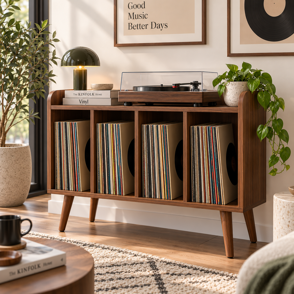 レコードプレーヤー用ハイタイプスタンド（レコード収納付き）– ターンテーブルスタンド＆LPレコード整理ラック（幅60/80/100cm）