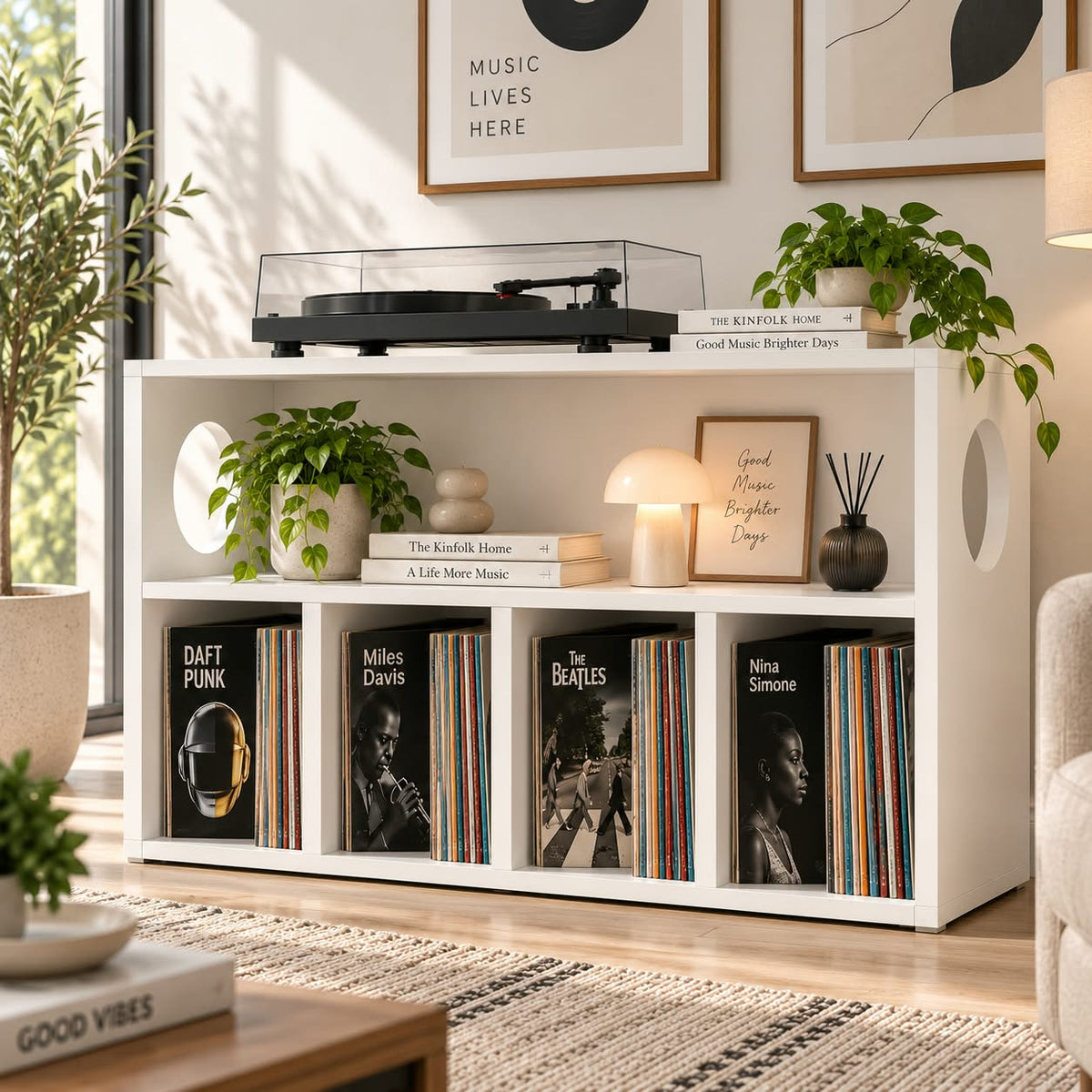 レコードプレーヤー台 レコード収納付き – ターンテーブルスタンド＆LPレコード整理ラック 幅60/80/100cm