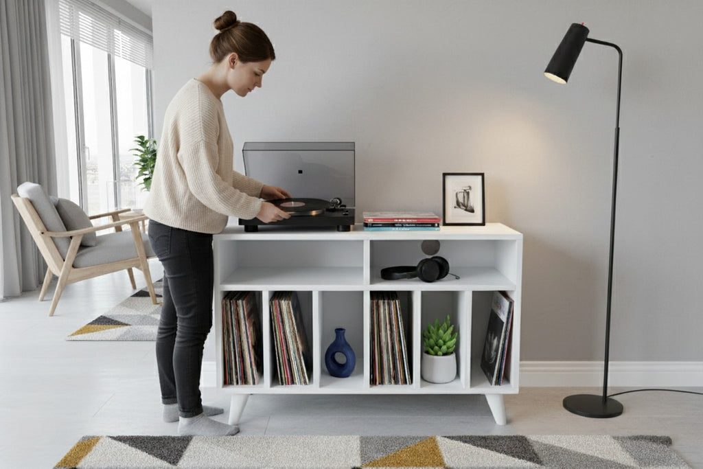 レコードプレーヤー用ワイドスタンド（レコード収納付き）– ターンテーブルキャビネット＆LPオーガナイザー