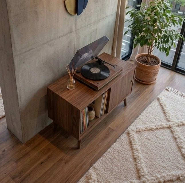 Modern Record Player Stand with Vinyl Storage – 80 cm Turntable Stand & LP Organizer