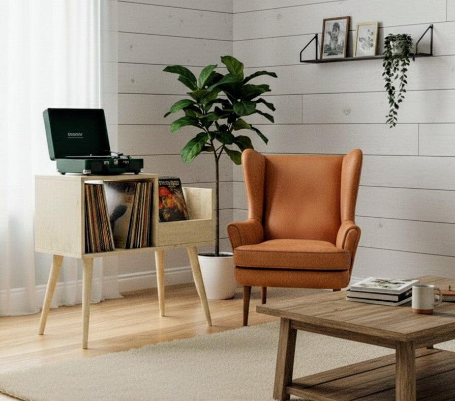 80 cm Record Player Stand with Vinyl Storage – 70 cm Tall Turntable Stand & LP Organizer