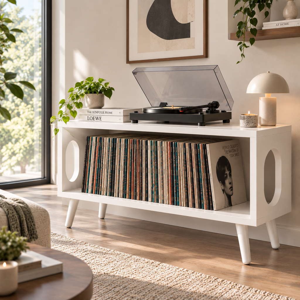 Low Profile Record Player Stand – Vinyl Storage & Turntable Furniture