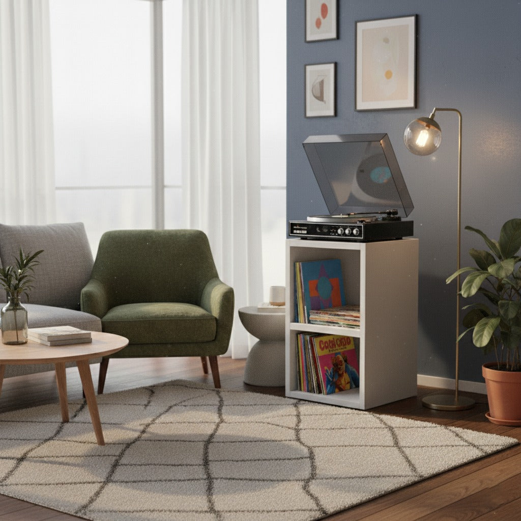Compact Record Player Stand with Vinyl Storage – 40 cm Turntable Stand & LP Organizer
