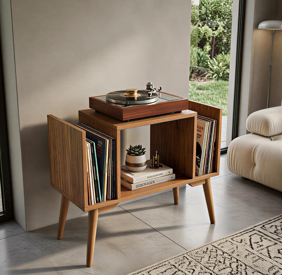 Compact Record Player Stand with Vinyl Storage – 67.5 cm Turntable Stand & LP Organizer
