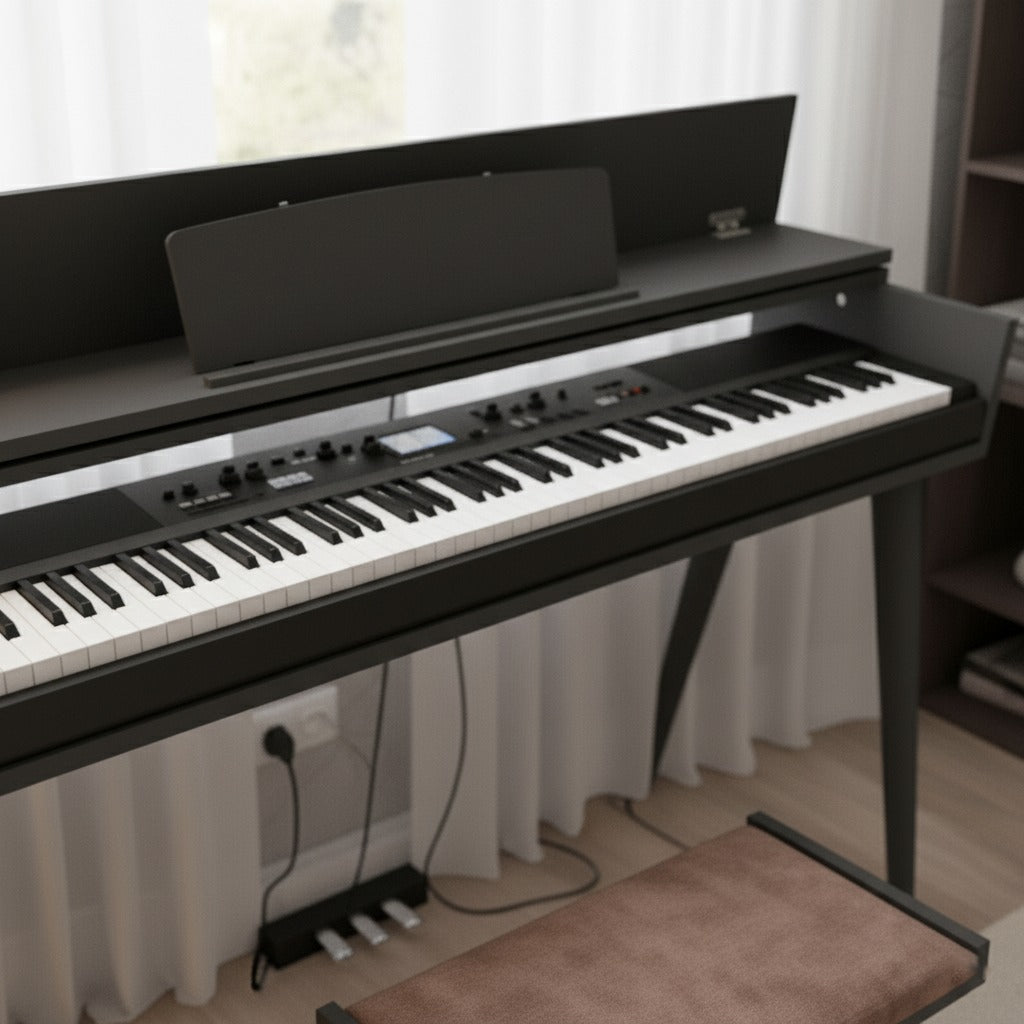 Custom Piano Stand, Digital Piano Stand, Keyboard Stand, MIDI Keyboard Desk, 88 Key Piano Furniture, Modern Walnut Music Stand, MDF Hasan