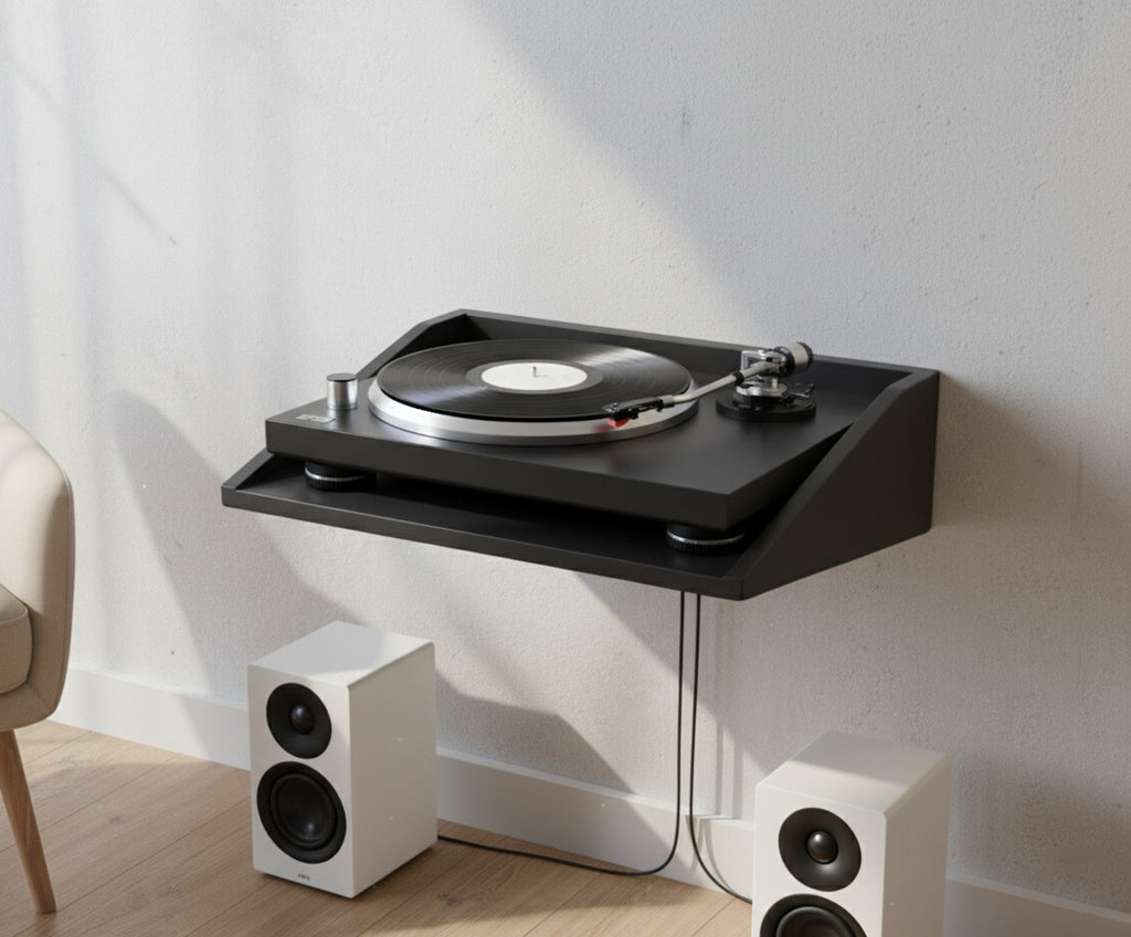 Custom Floating MDF Wall Shelf for Turntables, Record Players, Projectors & Audio Equipment – Modern Space-Saving Display