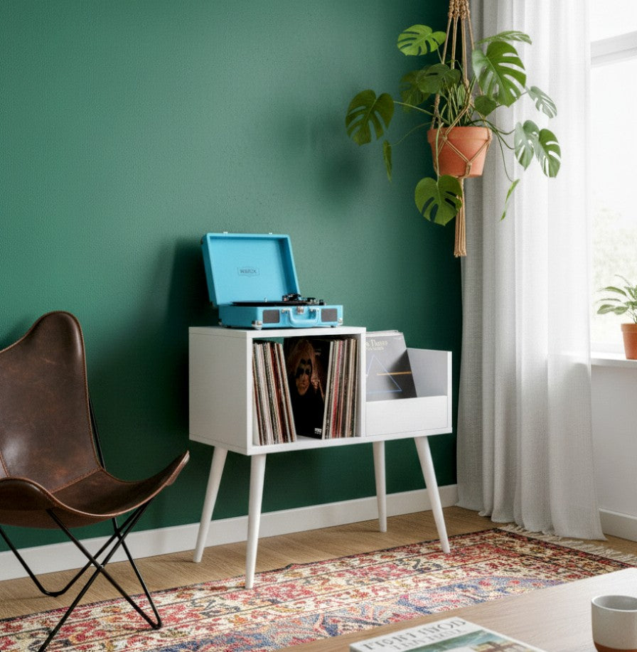 80 cm Record Player Stand with Vinyl Storage – 70 cm Tall Turntable Stand & LP Organizer