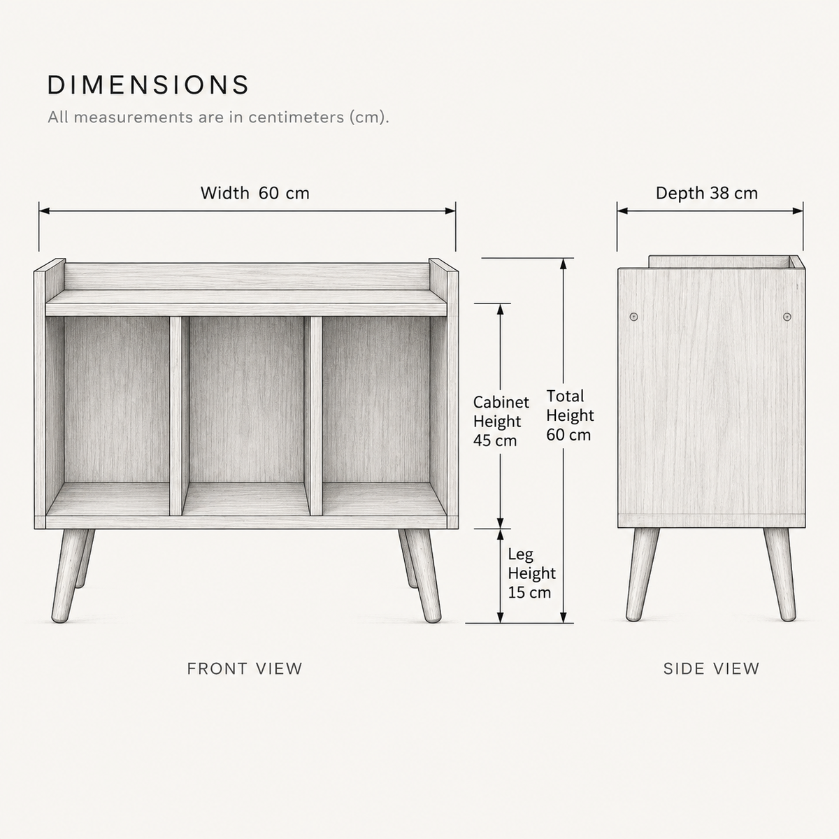 Compact Record Player Stand with Vinyl Storage – 60 cm Turntable Cabinet