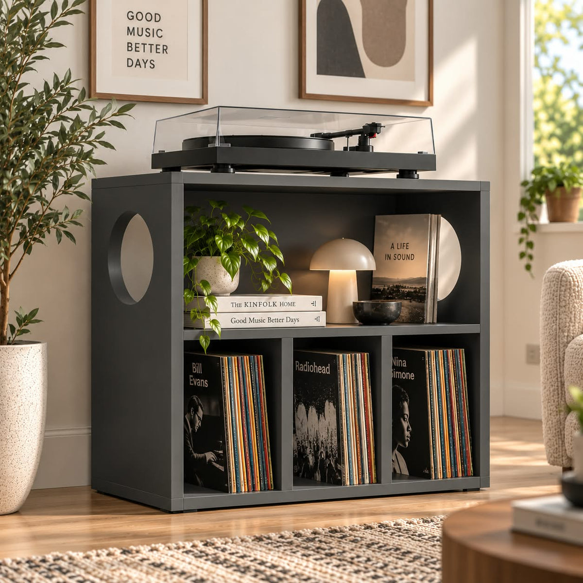 レコードプレーヤー台 レコード収納付き – ターンテーブルスタンド＆LPレコード整理ラック 幅60/80/100cm