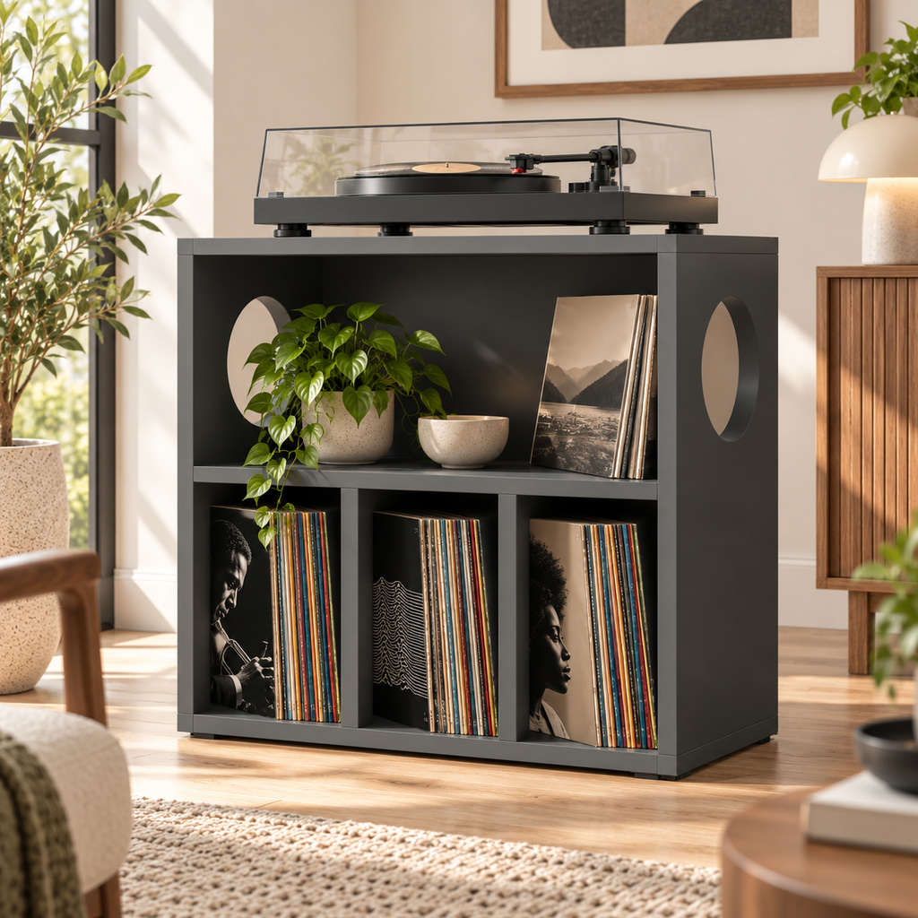 Record Player Stand with Vinyl Storage – Turntable Stand