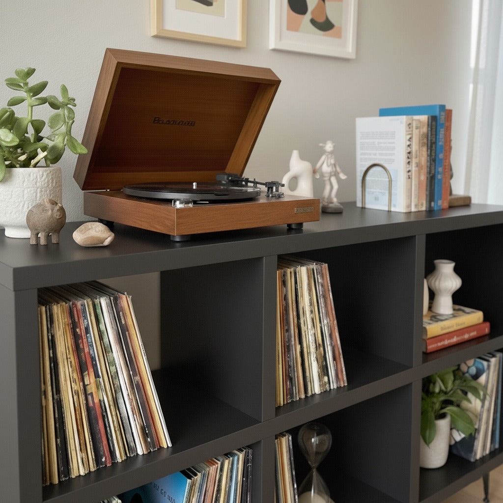 レコードプレーヤー用ハイスタンド（レコード収納付き）– ターンテーブルキャビネット＆LPオーガナイザー