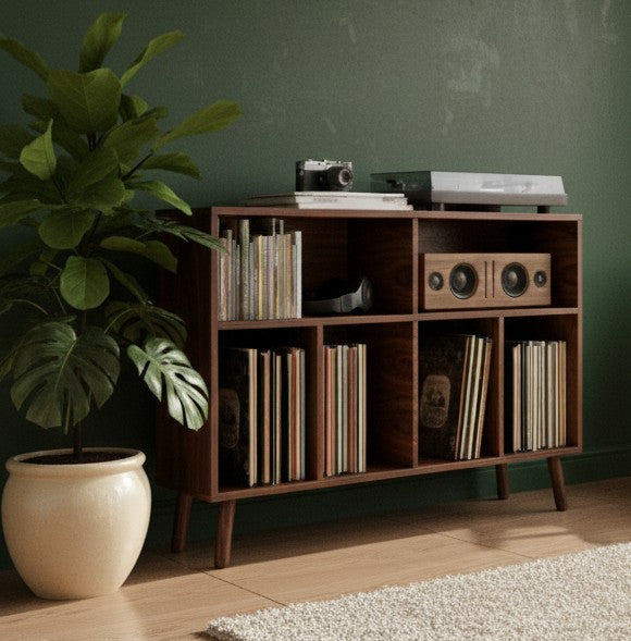 Modern Record Player Stand with Vinyl Storage – Turntable Table & LP Organizer