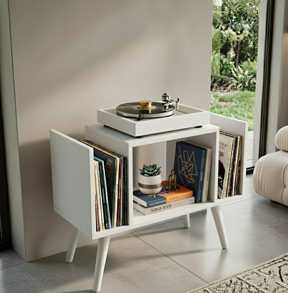 Compact Record Player Stand with Vinyl Storage – 67.5 cm Turntable Stand & LP Organizer