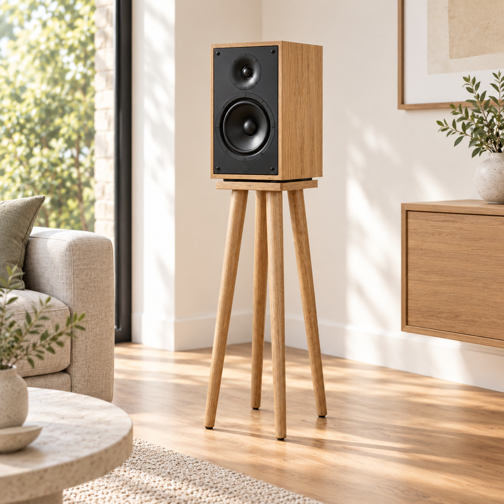 Speaker Stands Set of 2, Heavy Duty Speaker Stand, Mid Century Modern Speaker Stand, Wooden Audio Stand, HiFi Speaker Stand