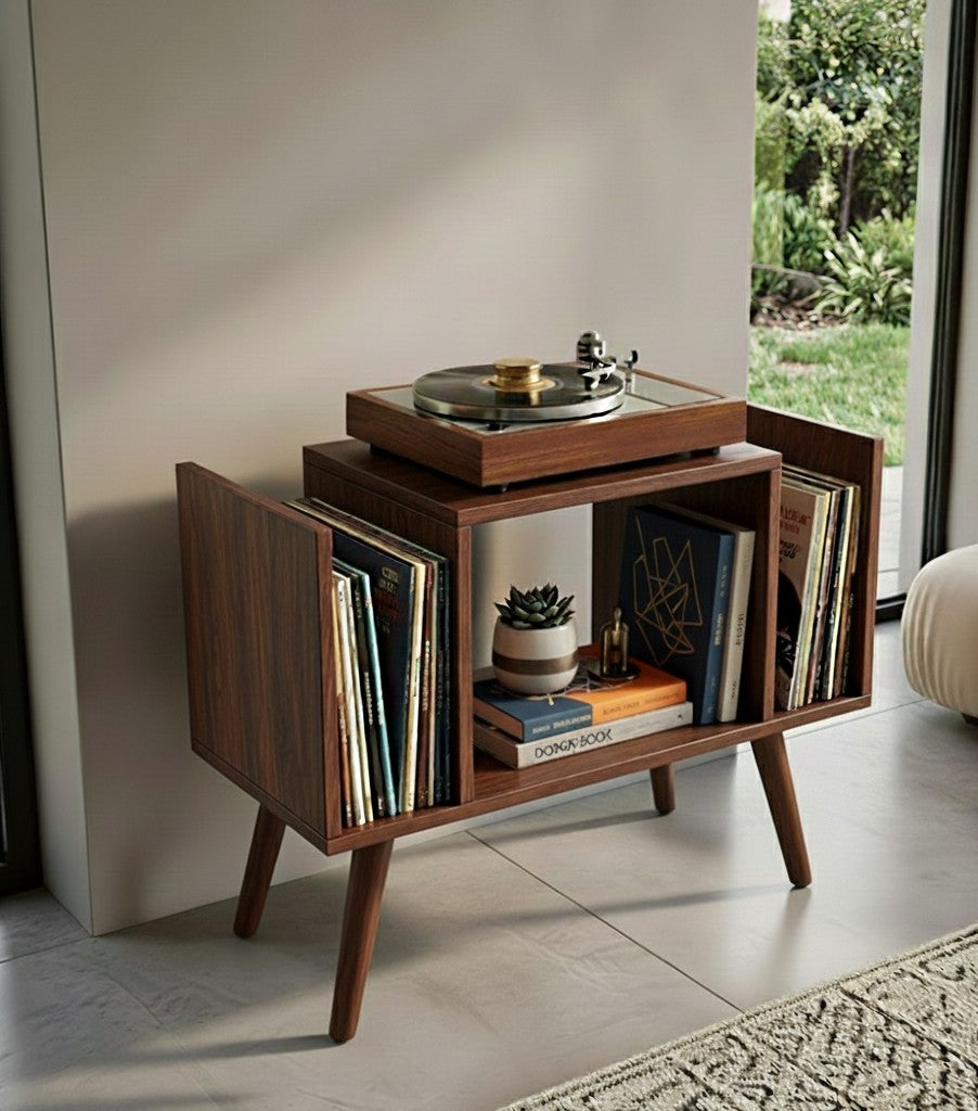 Compact Record Player Stand with Vinyl Storage – 67.5 cm Turntable Stand & LP Organizer