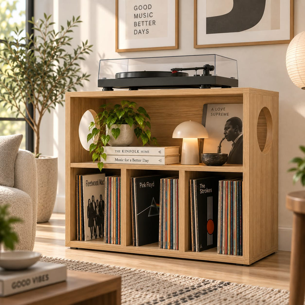 レコードプレーヤー台 レコード収納付き – ターンテーブルスタンド＆LPレコード整理ラック 幅60/80/100cm