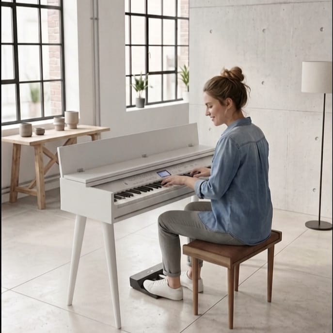 Custom Piano Stand, Digital Piano Stand, Keyboard Stand, MIDI Keyboard Desk, 88 Key Piano Furniture, Modern Walnut Music Stand