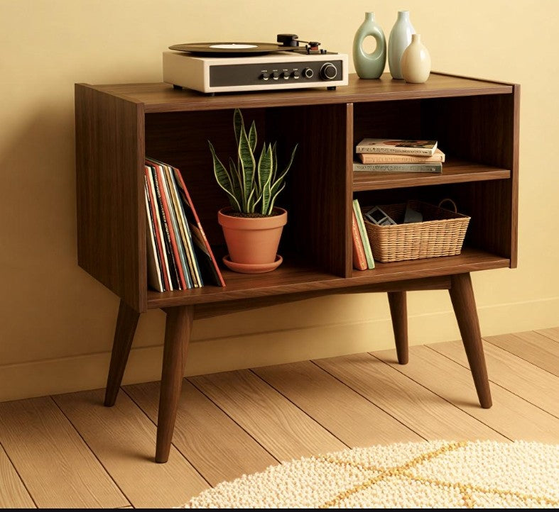 Record Player Stand with Vinyl Storage – Turntable Cabinet & LP Organizer