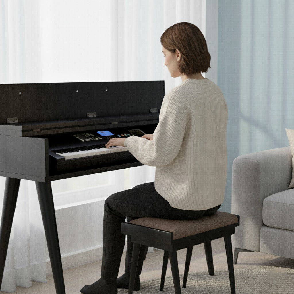 Minimalist Digital Piano Stand – Modern Keyboard Furniture, Custom MDF Piano Console for Home & Studio
