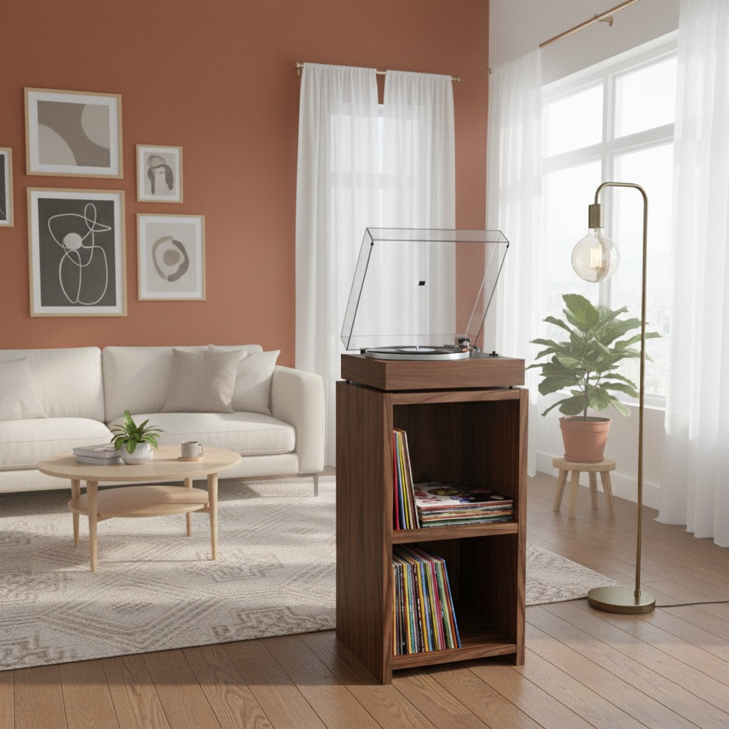 Compact Record Player Stand with Vinyl Storage – 40 cm Turntable Stand & LP Organizer