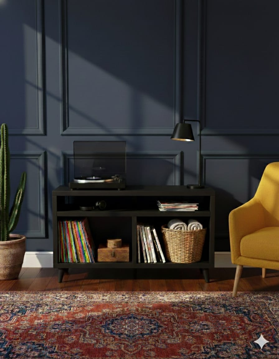 Modern Record Player Stand with Vinyl Storage – Turntable Table & LP Organizer