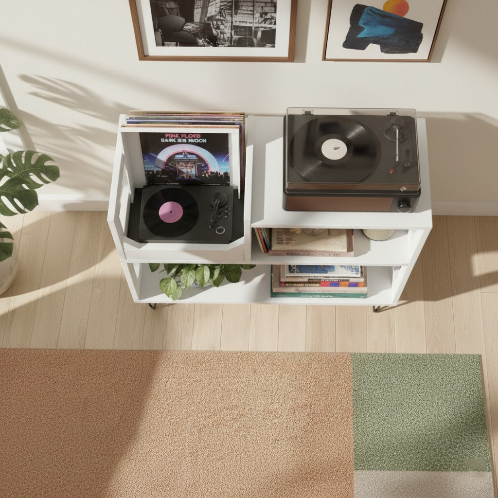 レコードプレーヤー用トールスタンド（レコード収納付き）– 高さ80cm ターンテーブルスタンド＆LPオーガナイザー