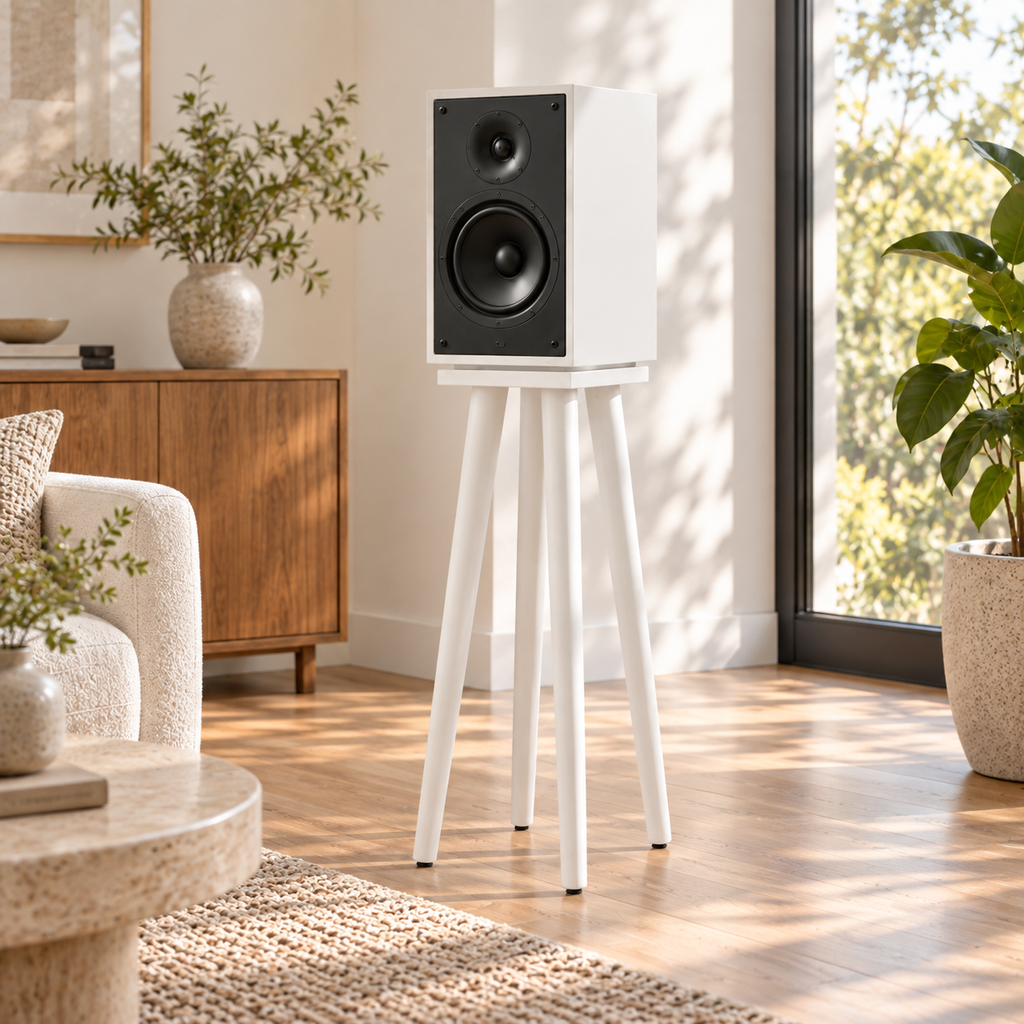 Speaker Stands Set of 2, Heavy Duty Speaker Stand, Mid Century Modern Speaker Stand, Wooden Audio Stand, HiFi Speaker Stand