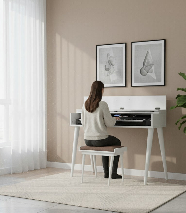 Minimalist Digital Piano Stand – Modern Keyboard Furniture, Custom MDF Piano Console for Home & Studio