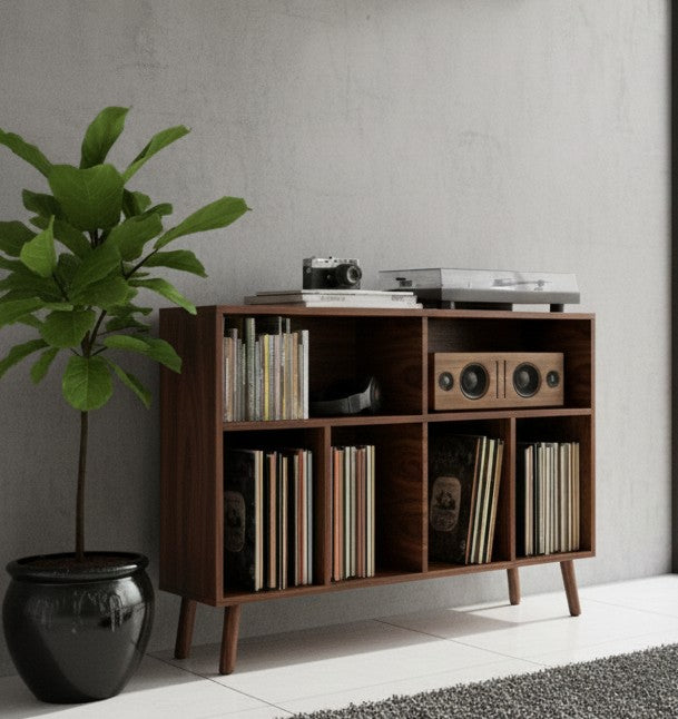 Modern Record Player Stand with Vinyl Storage – Turntable Table & LP Organizer
