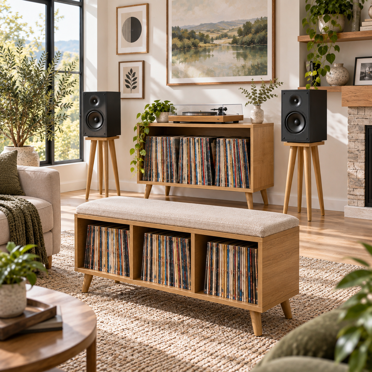 Custom Listening Room Furniture, Record Player Stand, Vinyl Storage Cabinet, Mid Century Modern Audio Console, Hi Fi Furniture