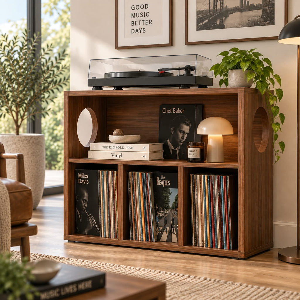 レコードプレーヤー台 レコード収納付き – ターンテーブルスタンド＆LPレコード整理ラック 幅60/80/100cm