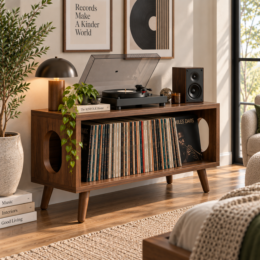 Low Profile Record Player Stand – Vinyl Storage & Turntable Furniture