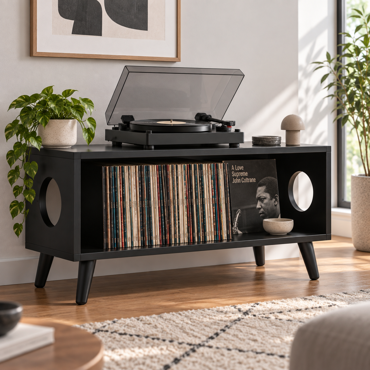 ロープロファイル レコードプレーヤー・スタンド ― レコード収納＆ターンテーブル用家具
