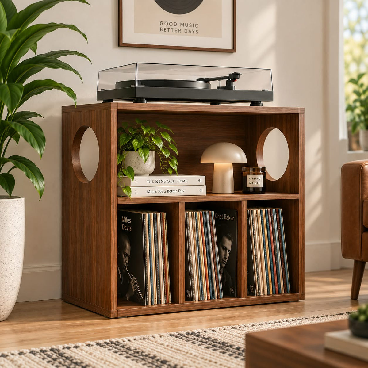 レコードプレーヤー台 レコード収納付き – ターンテーブルスタンド＆LPレコード整理ラック 幅60/80/100cm