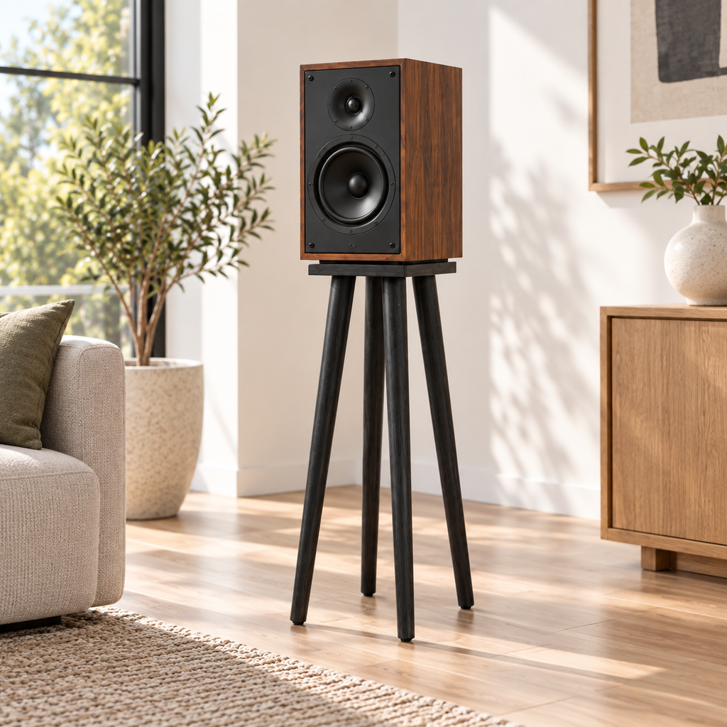 Speaker Stands Set of 2, Heavy Duty Speaker Stand, Mid Century Modern Speaker Stand, Wooden Audio Stand, HiFi Speaker Stand